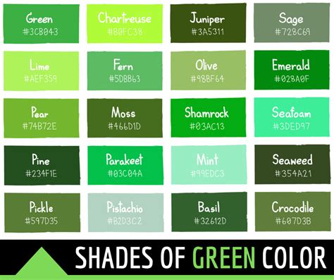 134 Shades of Green: Color Names, Hex, RGB, CMYK Codes | Color Meanings