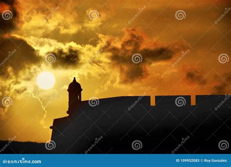 Sunset at El Morro in San Juan Puerto Rico Stock Image - Image of ...