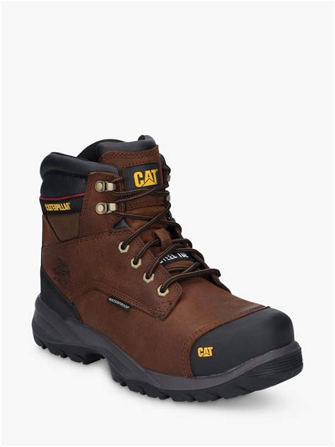 Caterpillar Spiro Lace Up Waterproof Safety Boots, Dark Brown | Safety ...