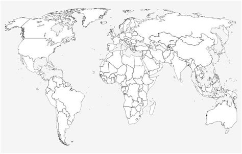 10 Best Black And White World Map Printable | World map printable ...