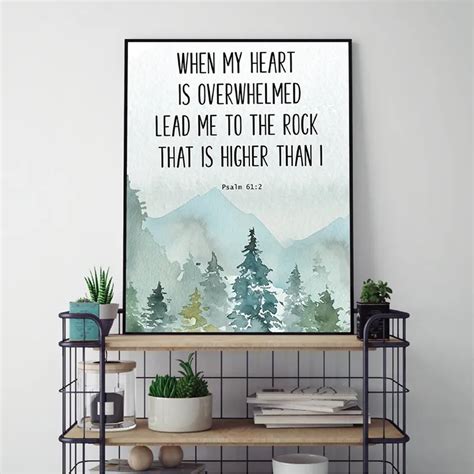 Bible Verse Psalm 61 2 Christian Wall Art Canvas Painting When my heart ...