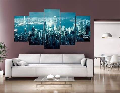 Hong Kong Cityscape Art Print Skyscrapers Wall Art Decor | Etsy