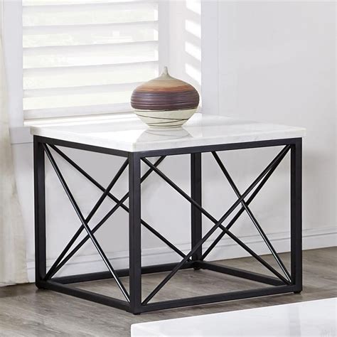 Skyler White Marble Top Square End Table | Homesquare