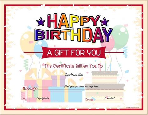 Birthday Gift Certificate for MS Word DOWNLOAD at http ...