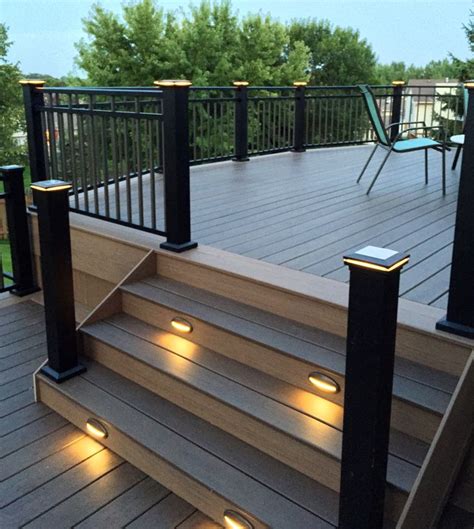 Timbertech deck with stair lighting and lighted post caps | Дизайн ...