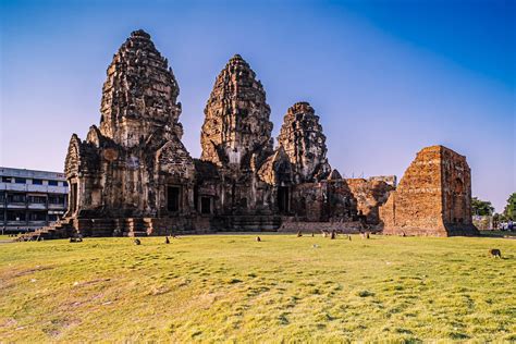 Lopburi Monkey Temple in Thailand. Phra Prang Sam Yot temple with ...