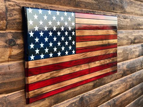 Rustic Wooden American Flag - KPCC Woodworking and Rustic Flags