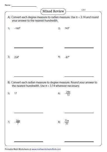 Radians To Degrees Worksheet – Englishworksheet.my.id