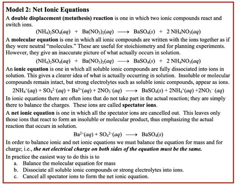 Solved Model 2: Net Ionic Equations A double displacement | Chegg.com