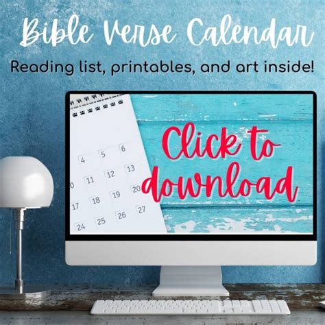 Monthly Bible Verse Calendar- Daily Verse Reading, Printables and ...