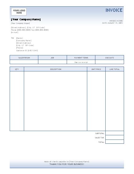 Microsoft Office Word Invoice Template - Cardtemplate.my.id