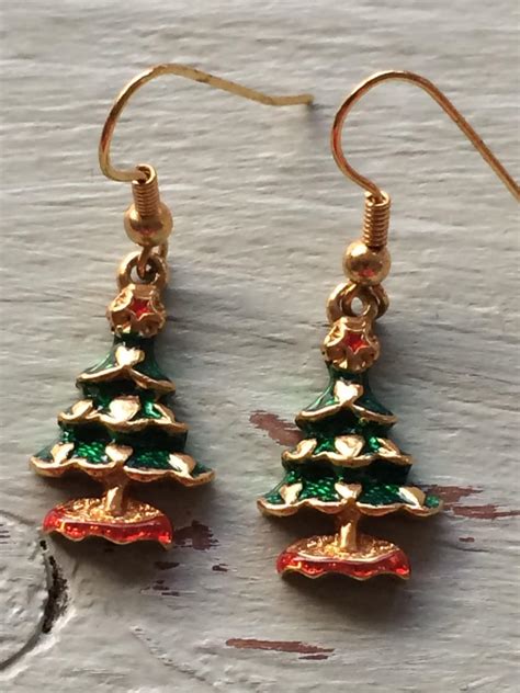 Christmas Tree Earrings Christmas Earrings Festive Earrings