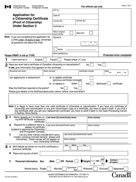 2009 Form Canada CIT 0001 E Fill Online, Printable, Fillable, Blank ...