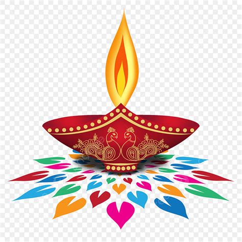 Diya Clipart PNG Images, Diya Colorful Rangoli Diwali Diya Festivals In ...