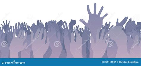 Crowd Audience Group Silhouette Party Hands Up Stock Vector ...