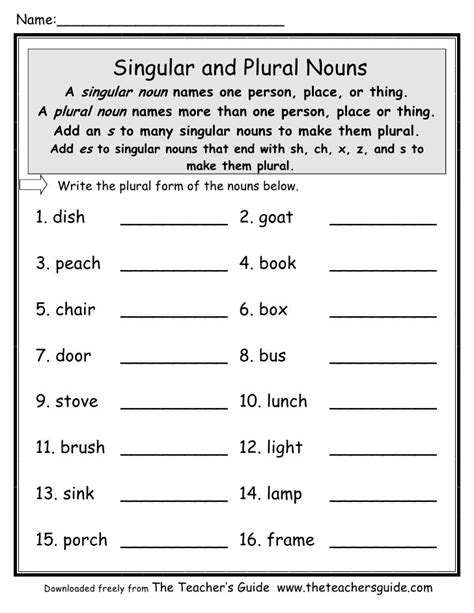 Singular & Plural Nouns Worksheets