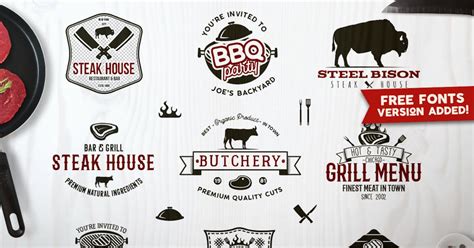 BBQ Vintage Logos & Grill Retro Emblems Set, Graphic Templates - Envato ...