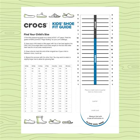 Crocs Printable Size Chart