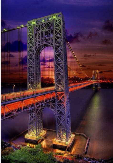 NYC. George Washington Bridge at night | George washington bridge, City ...