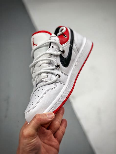 Custom Air Jordan 1 Low White University Red Black Ganebet Store ...