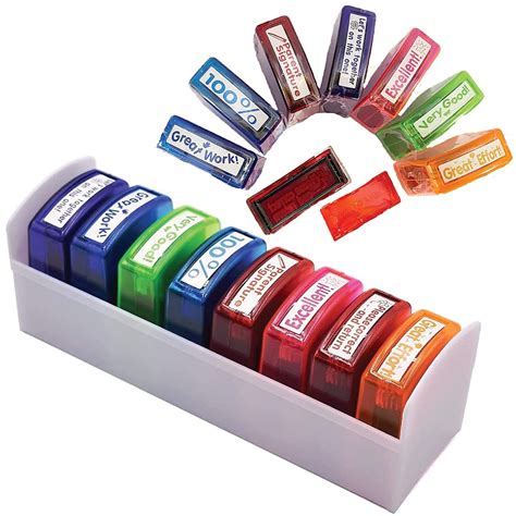 Buy LEXONIX Self-Inking Teacher Stamp Set (8PCS) for Grading Classroom ...