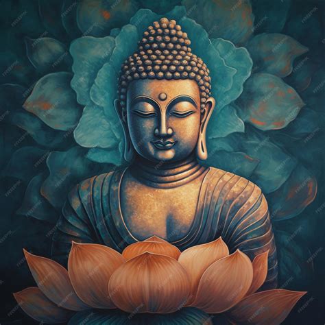 Premium AI Image | A painting of a buddha with a lotus flower in the ...