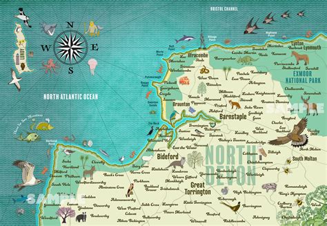 Illustrated Map of North Devon - Etsy Australia