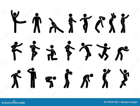 Silhouettes of Having Fun People, Funny Dancing, Isolated Stick Figure ...