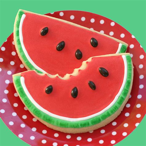 Watermelon (shaped) Cookies - Glorious Treats