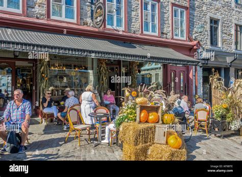 Restaurant On The Street Old Town,Quebec City, Canada Stock Photo - Alamy