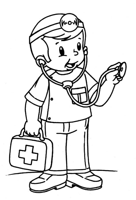 Cute Kid Doctor Coloring Page - Free Printable Coloring Pages for Kids