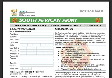 SA Army Application Forms 2024 Download www.dod.mil.za