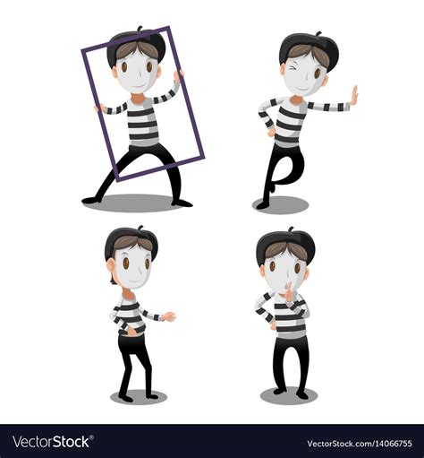 Mime artist funny cartoon character Royalty Free Vector