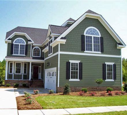 40 Exterior House Colors With Brown Roof - ROUNDECOR | Green exterior ...