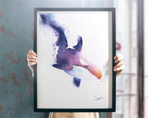 Orca Art Whale Decor Watercolor Painting Art Print by Eric - Etsy