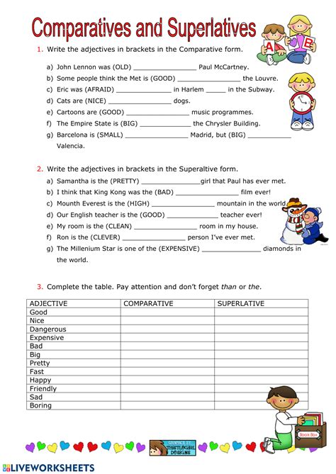 Comparative And Superlative Worksheet