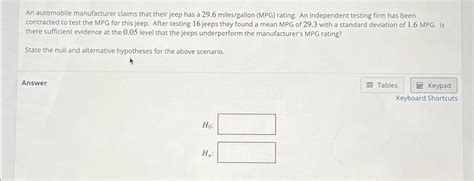 Solved An automobile manufacturer claims that their jeep has | Chegg.com