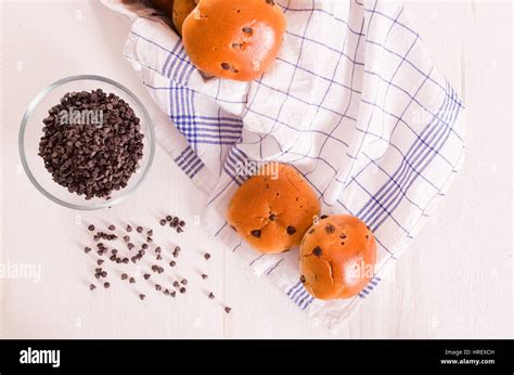 Chocolate chip brioche Stock Photo - Alamy