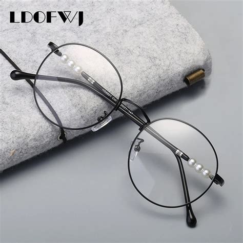 LDOFWJ Round Pearl Reading Eyeglasses Optical Glasses Frames Women New ...