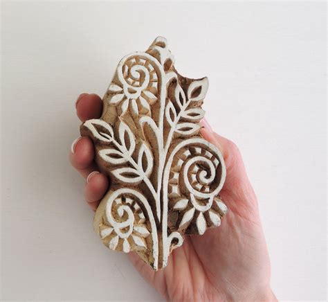 Large Flower Stamp, Leaf Stamp, Handmade Indian Printing Block, Hand ...