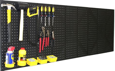 WallPeg (3) Black Plastic Pegboard Panels – 72” Wide Garage Tool ...