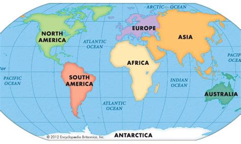 Map Of Seven Continents And Oceans | Continents and oceans, Continents ...