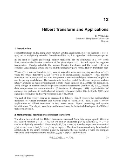 Hilbert Transform and Applications | PDF | Sampling (Signal Processing ...