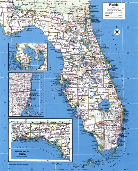 Large detailed administrative map of Florida state with major cities ...