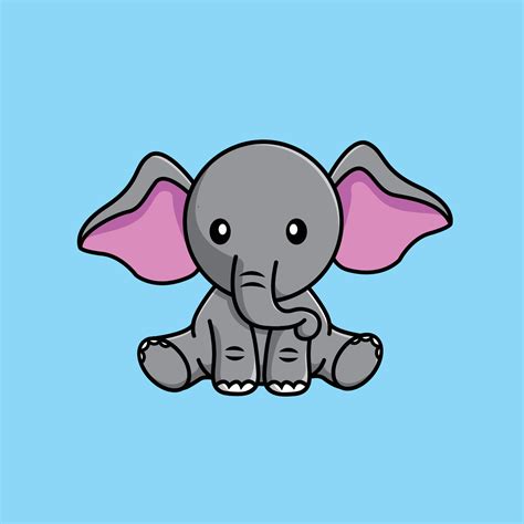 Cute Elephant Sitting Cartoon Vector Icon Illustration. Animal Icon ...