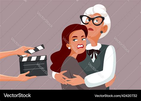 Actresses filming a soap opera tv show cartoon Vector Image