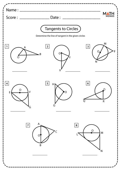 Tangent Of Circles Worksheet