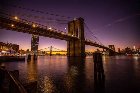 Brooklyn Bridge at night, USA