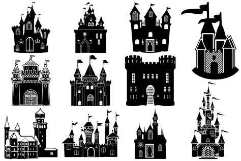 Castle Silhouettes Vector AI EPS Vecor & PNG