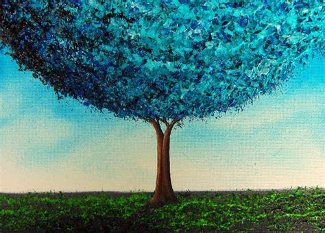 Bing Art by Rachel Bingaman: Modern Painting of Abstract Tree Art, Blue ...